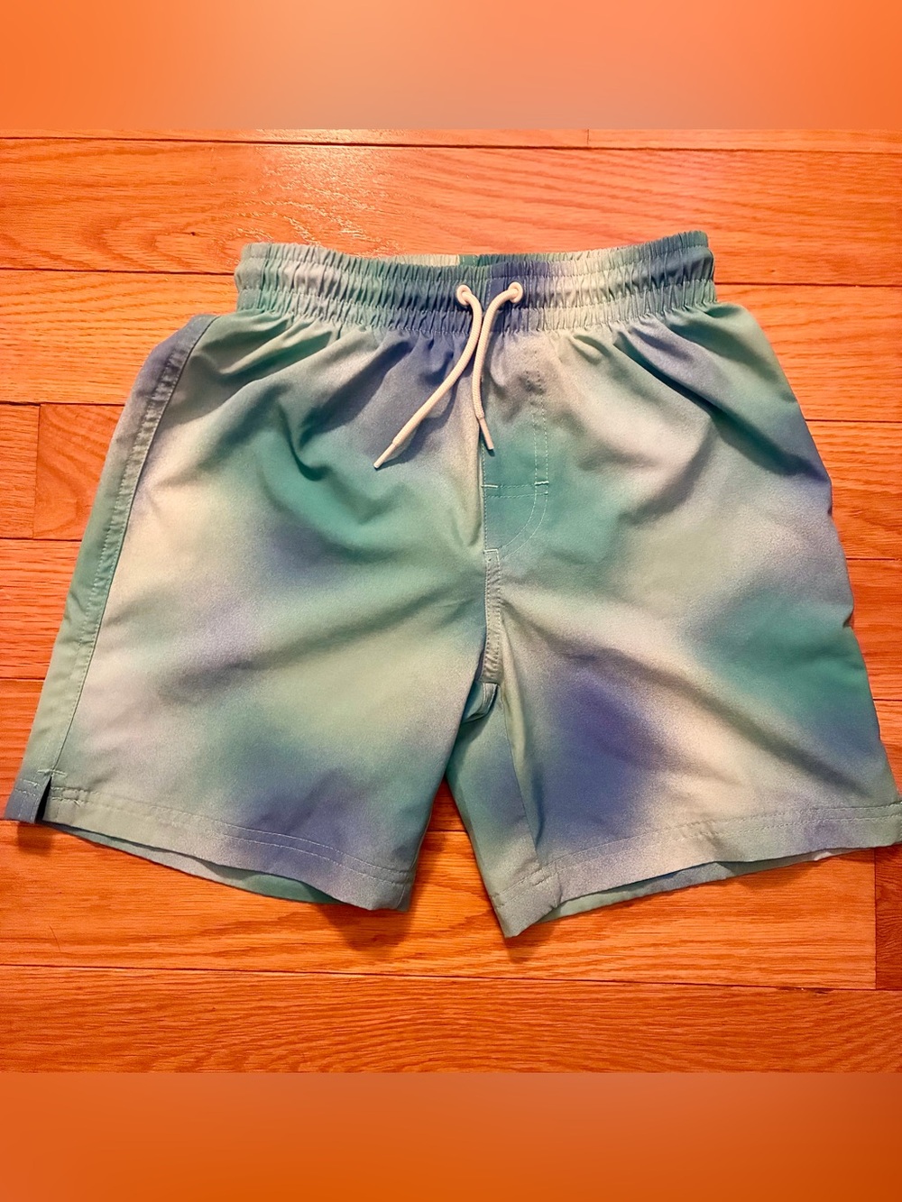 Old Navy Boys Aqua and Teal Tie-Dye Look Swim Trunks L 10-12